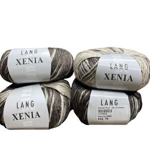 Lot of 4 Lang Xenia Yarn Linen Cotton Viscose Blend 0543 Gray Tones Discontinued